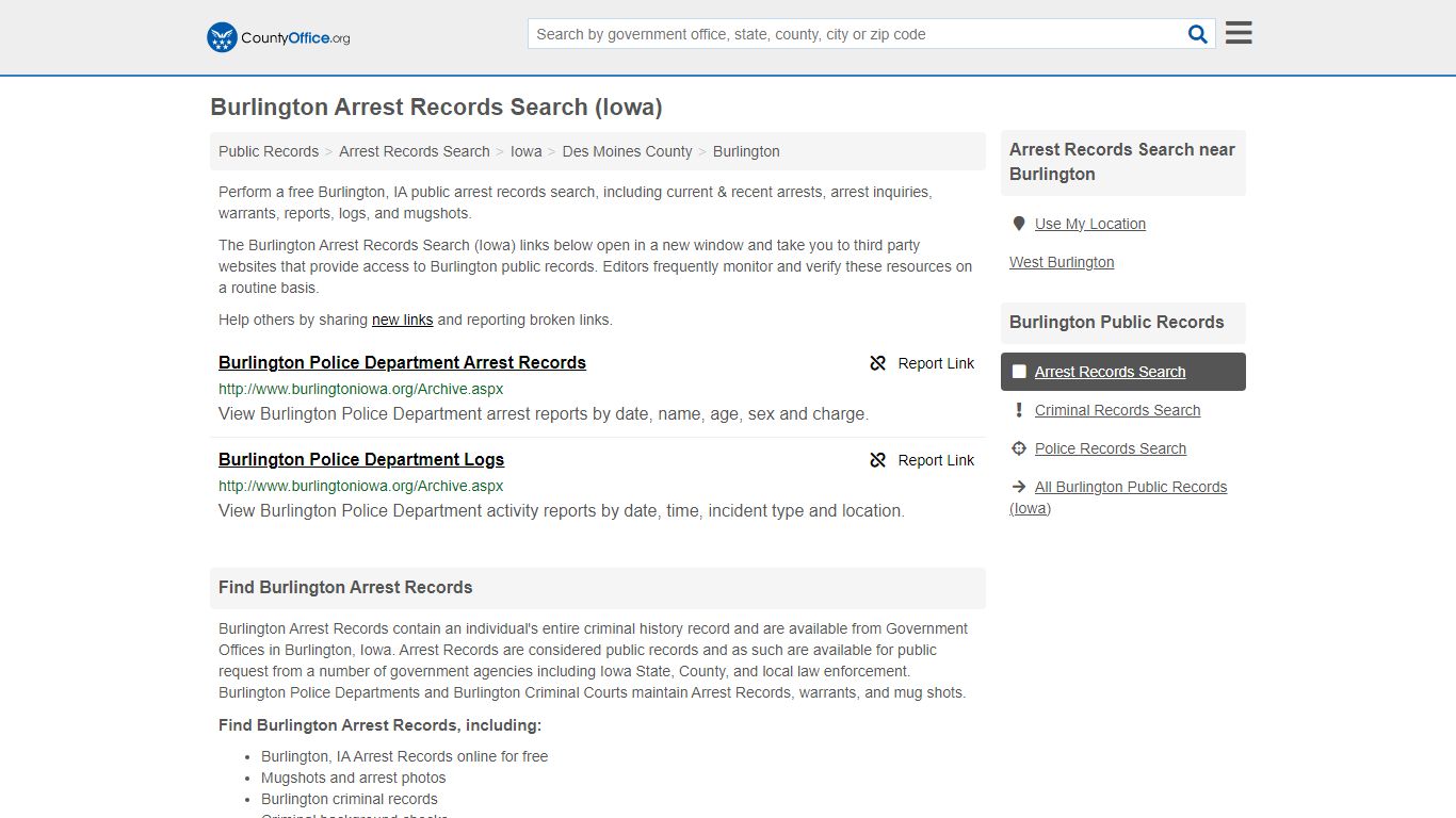 Arrest Records Search - Burlington, IA (Arrests & Mugshots) - County Office