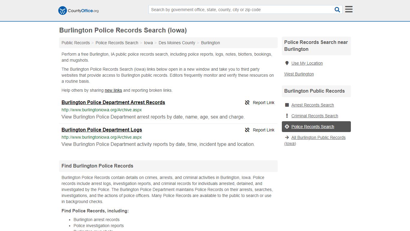 Police Records Search - Burlington, IA (Accidents & Arrest Records)